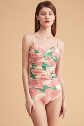 Maillot de bain une pièce fleuri avec jupe